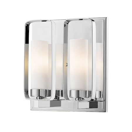 Z-Lite Aideen 2 Light Wall Sconce, Chrome & Matte Opal 6000-2S-CH
